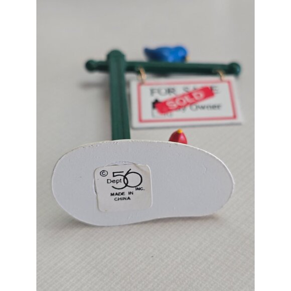 Miniature Signpost Figurine With "For Sale By Owner" & "Sold" Sign Featuring Bir - Picture 9 of 9